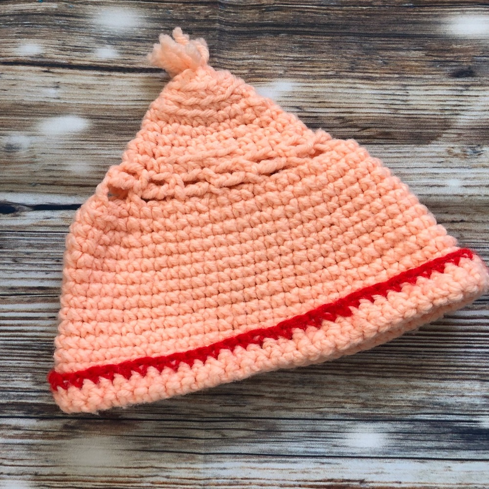🍑 Handmade Peach Baby Beanie